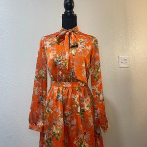 Stunning Forever 21 Orange Print Dress Size XS
